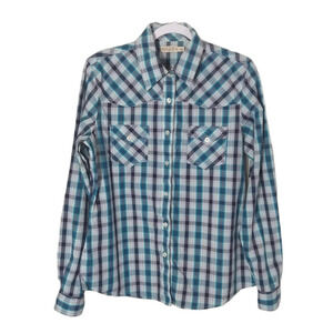 Rockies lightweight western plaid button down shirt top